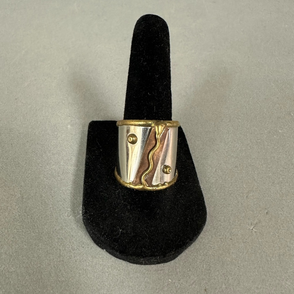 Mixed Metal Artisan Cuff Ring